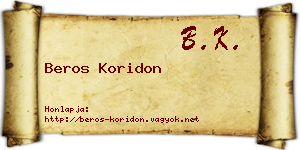 Beros Koridon névjegykártya